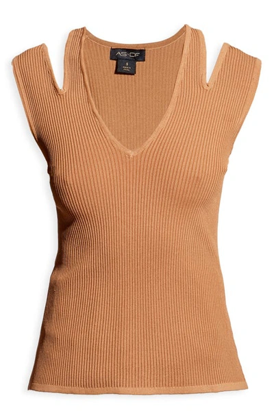Shop As By Df Poesia Shoulder Cutout Rib Top In Clay