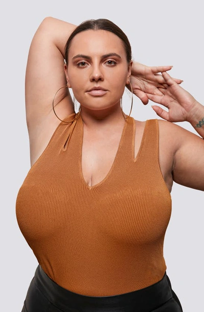 Shop As By Df Poesia Shoulder Cutout Rib Top In Clay