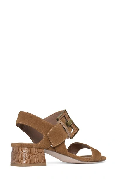 Donald Pliner Croc Embossed Heel Sandal In Saddle