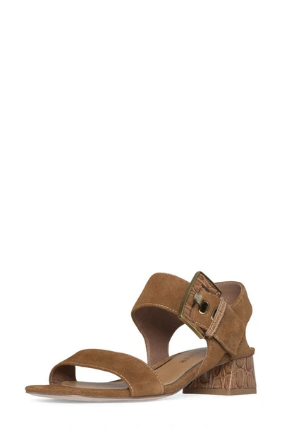 Donald Pliner Croc Embossed Heel Sandal In Saddle