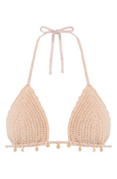 Shop Capittana Trinidad Crochet Bikini Top In Ivory