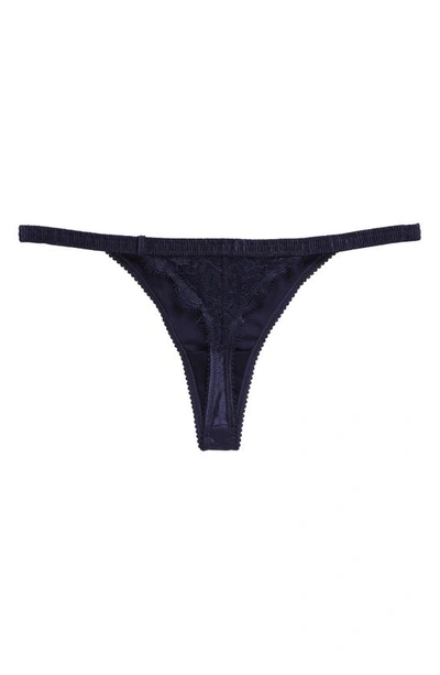 Shop Love Stories Room Service Satin Thong In Dark Blue