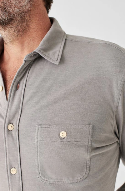 Shop Faherty Knit Seasons Organic Cotton Button-up Shirt In Wind Grey
