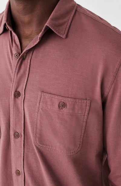Shop Faherty Knit Seasons Organic Cotton Button-up Shirt In Weathered Wine