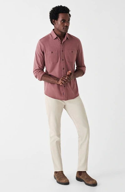 Shop Faherty Knit Seasons Organic Cotton Button-up Shirt In Weathered Wine