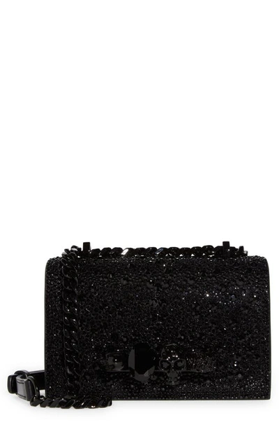 Shop Alexander Mcqueen Mini Jeweled Crystal Embellished Leather Satchel In Black