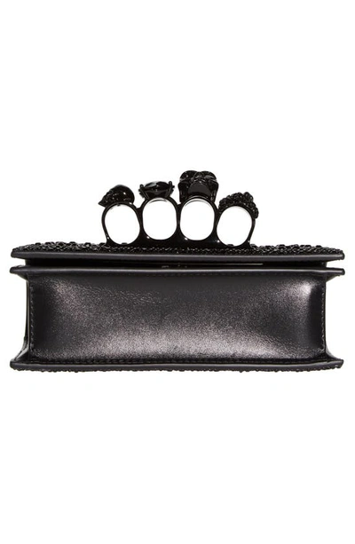 Alexander Mcqueen Mini Jeweled Crystal Embellished Leather Satchel In Black