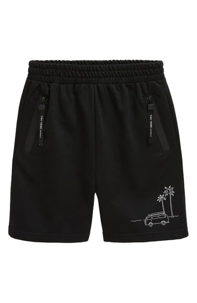 Shop Tiny Tribe Kids' Combi Cotton French Terry Shorts In Black