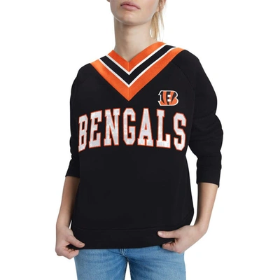 Shop Tommy Hilfiger Black Cincinnati Bengals Heidi V-neck Pullover Sweatshirt