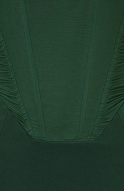 House Of Cb Fionula Strapless Feather Hem Midi Dress In Emerald Green