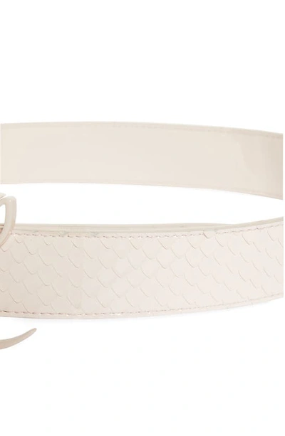 Shop Christian Louboutin Cl Logo Snake Embossed Leather Belt In F611 Leche/ Leche