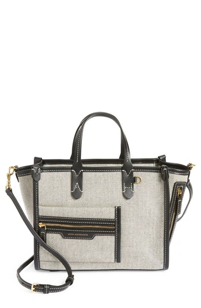 Shop Anya Hindmarch Extra Small Canvas Tote In Salt And Pepper And Black