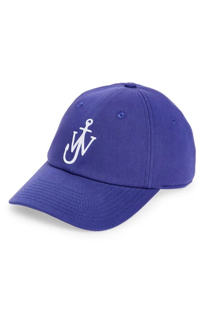 Shop Jw Anderson Logo Embroidered Cotton Twill Baseball Cap In Sky Blue