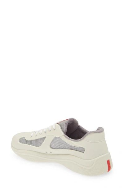 Prada Mens Neutral America's Cup Original Leather And Mesh Trainers Eur 46 / 12 Uk In Panna