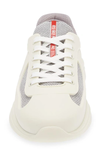 Prada Mens Neutral America's Cup Original Leather And Mesh Trainers Eur 46 / 12 Uk In Panna