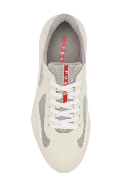 Prada Mens Neutral America's Cup Original Leather And Mesh Trainers Eur 46 / 12 Uk In Panna