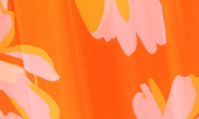 Shop Vince Camuto Floral Ruffle Sleeveless Shift Dress In Orange Multi