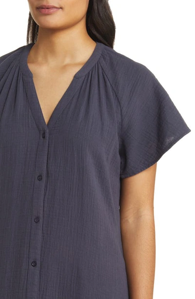 Shop Caslon Double Cotton Gauze Vacation Shirtdress In Navy Charcoal