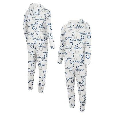 Shop Concepts Sport White Indianapolis Colts Allover Print Docket Union Full-zip Hooded Pajama Suit