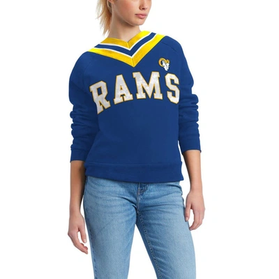 Shop Tommy Hilfiger Royal Los Angeles Rams Heidi V-neck Pullover Sweatshirt