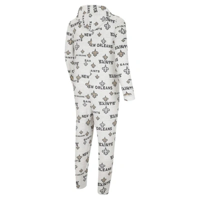Shop Concepts Sport White New Orleans Saints Allover Print Docket Union Full-zip Hooded Pajama Suit