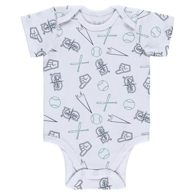 Shop Wear By Erin Andrews Newborn & Infant  Gray/white/navy Seattle Mariners Three-piece Turn Me Around Bo