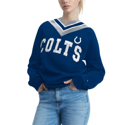 Shop Tommy Hilfiger Royal Indianapolis Colts Heidi V-neck Pullover Sweatshirt