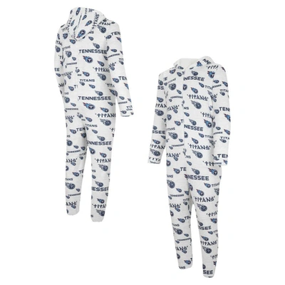 Shop Concepts Sport White Tennessee Titans Allover Print Docket Union Full-zip Hooded Pajama Suit