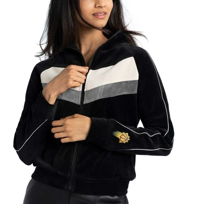 Shop Lusso Black Phoenix Suns Nixie Colorblock Chevron Raglan Full-zip Track Jacket