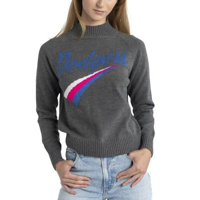 Shop Lusso Gray Los Angeles Dodgers Serena Raglan Pullover Sweater
