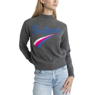 Shop Lusso Gray Los Angeles Dodgers Serena Raglan Pullover Sweater