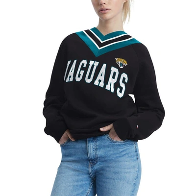 Shop Tommy Hilfiger Black Jacksonville Jaguars Heidi V-neck Pullover Sweatshirt