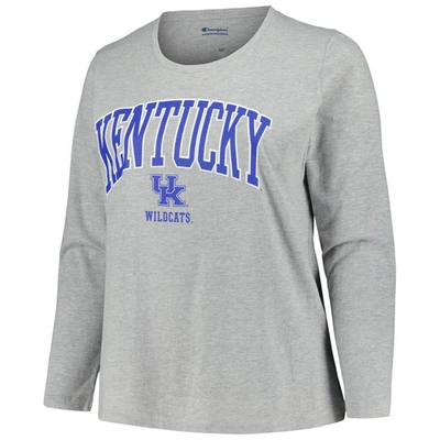 Shop Profile Heather Gray Kentucky Wildcats Plus Size Arch Over Logo Scoop Neck Long Sleeve T-shirt