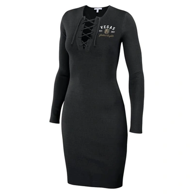 Shop Wear By Erin Andrews Black Vegas Golden Knights Lace-up Dress