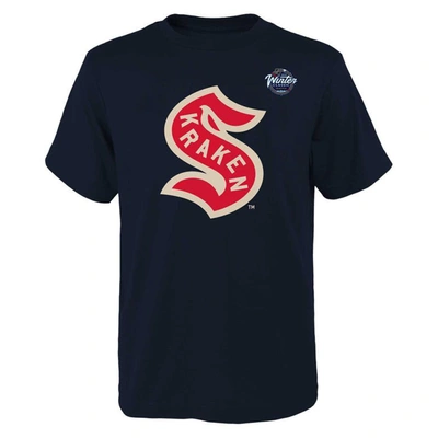 Shop Outerstuff Youth Philipp Grubauer Deep Sea Blue Seattle Kraken 2024 Nhl Winter Classic Name & Number T-shirt In Navy