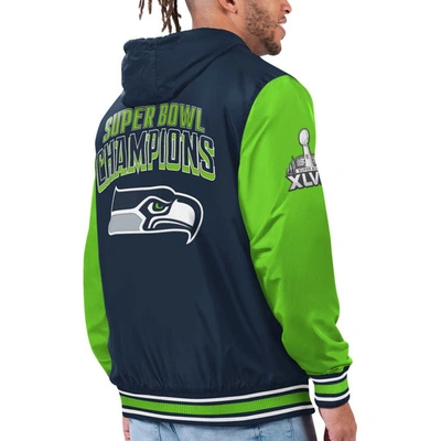 Shop G-iii Sports By Carl Banks Navy/neon Green Seattle Seahawks Commemorative Reversible Full-zip Jacket