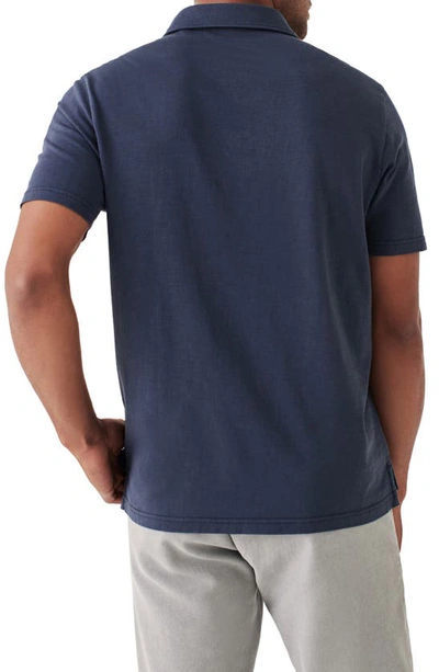 Shop Faherty Sunwashed Organic Cotton Polo In Dune Navy