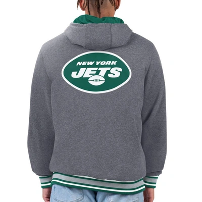 Shop G-iii Sports By Carl Banks Green/gray New York Jets Commemorative Reversible Full-zip Jacket