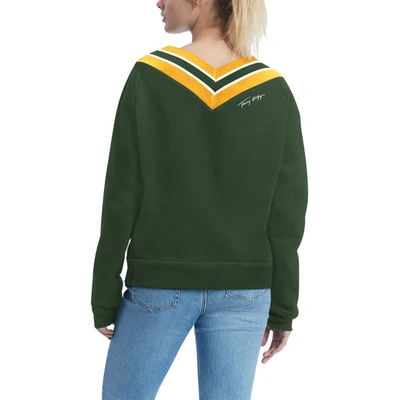 Shop Tommy Hilfiger Green Green Bay Packers Heidi V-neck Pullover Sweatshirt