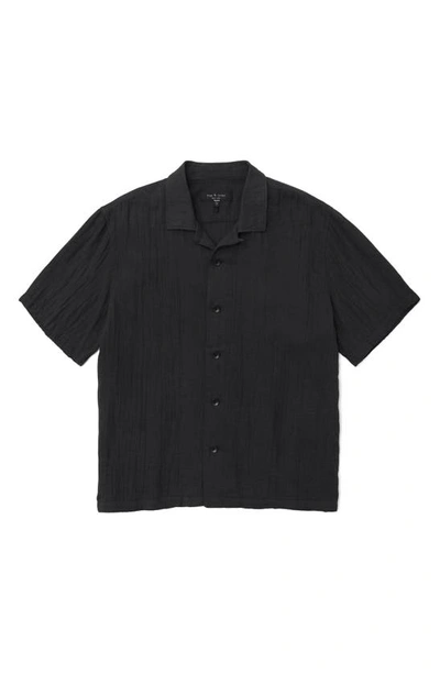 Shop Rag & Bone Avery Cotton Short Sleeve Button-up Shirt In Phantom