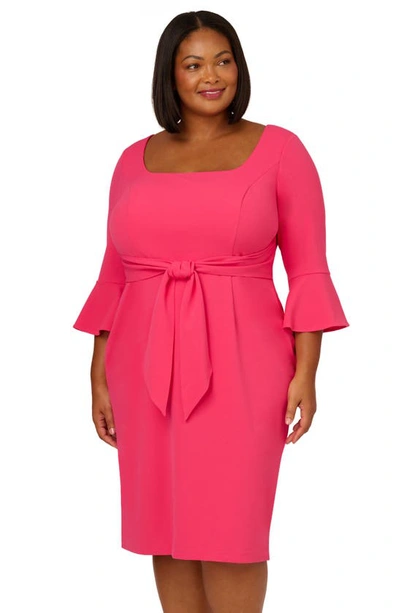 Shop Adrianna Papell Tie Front Sheath Dress In Camellia