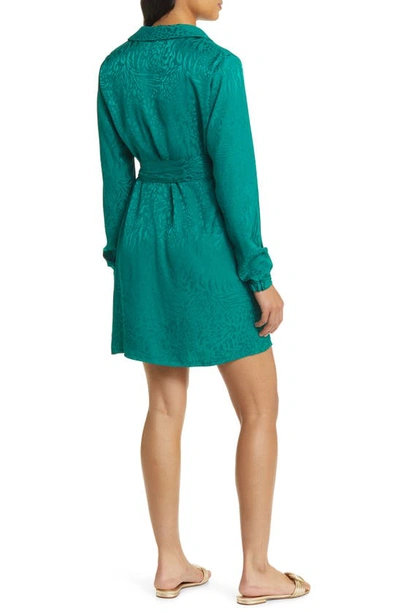 Shop Lilly Pulitzer Nicolina Animal Jacquard Long Sleeve Wrap Dress In Evergreen