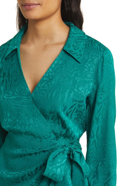 Shop Lilly Pulitzer Nicolina Animal Jacquard Long Sleeve Wrap Dress In Evergreen