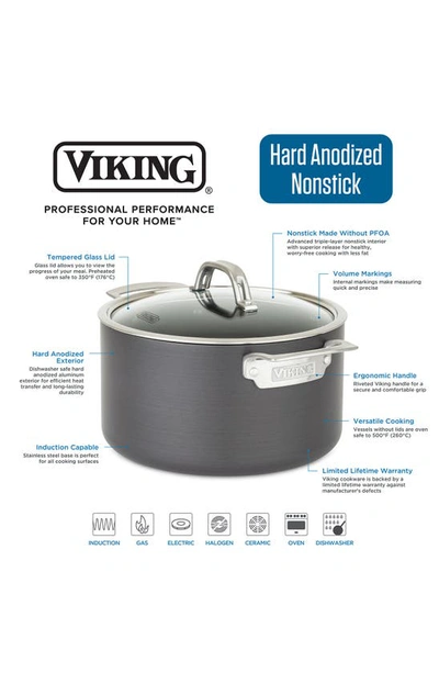 Shop Viking 8-quart Hard Anodized Aluminum Nonstick Stockpot With Lid In Dark Gray