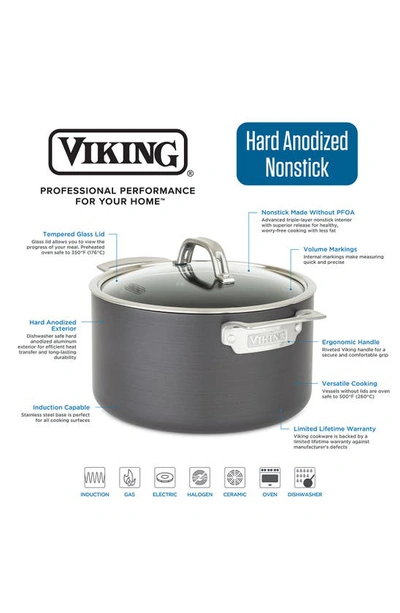 Viking 6.25-quart Hard Anodized Aluminum Nonstick Stockpot With Lid In Dark Gray