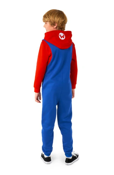 Opposuits Little Boys Mario Zip Up Onesie Outfit In Blue