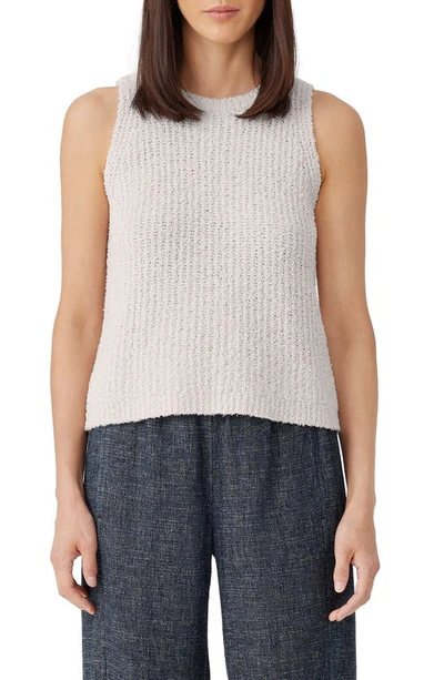 Shop Eileen Fisher Organic Cotton Blend Sleeveless Sweater In Bone