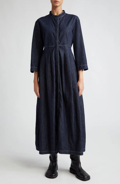 Shop Max Mara Autore Denim Midi Dress In Midnight Blue