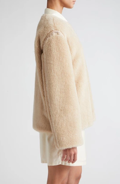 Shop Max Mara Panno Alpaca, Virgin Wool & Silk Fleece Zip Jacket In Beige