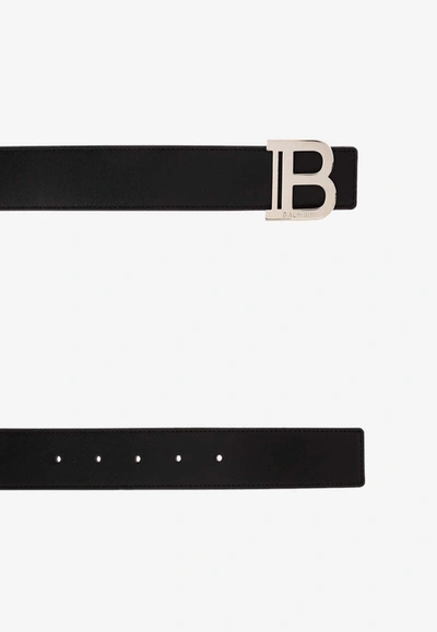 Shop Balmain B-belt In Smooth Leather In Black